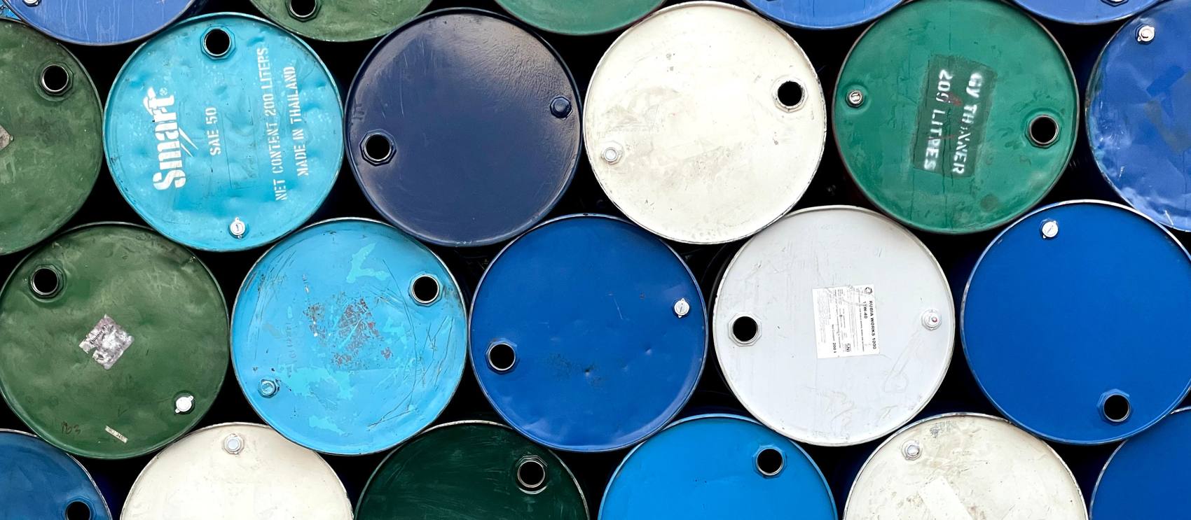 Chemical drums viewed from above